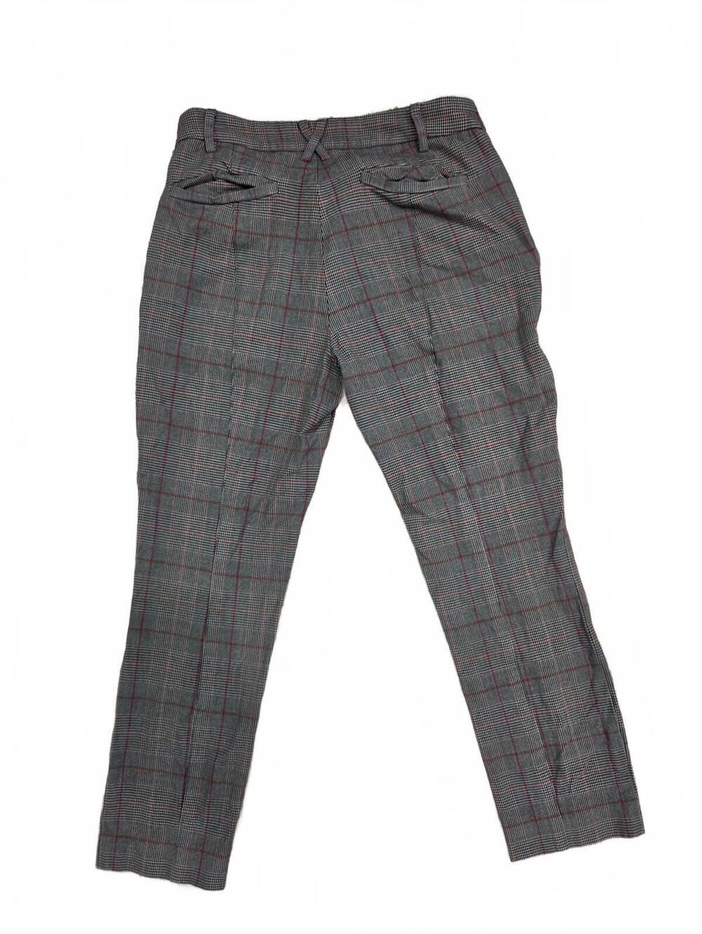 Anthropologie The Essential Slim Plaid Trousers Womens Size 4 Gray Red Cropped